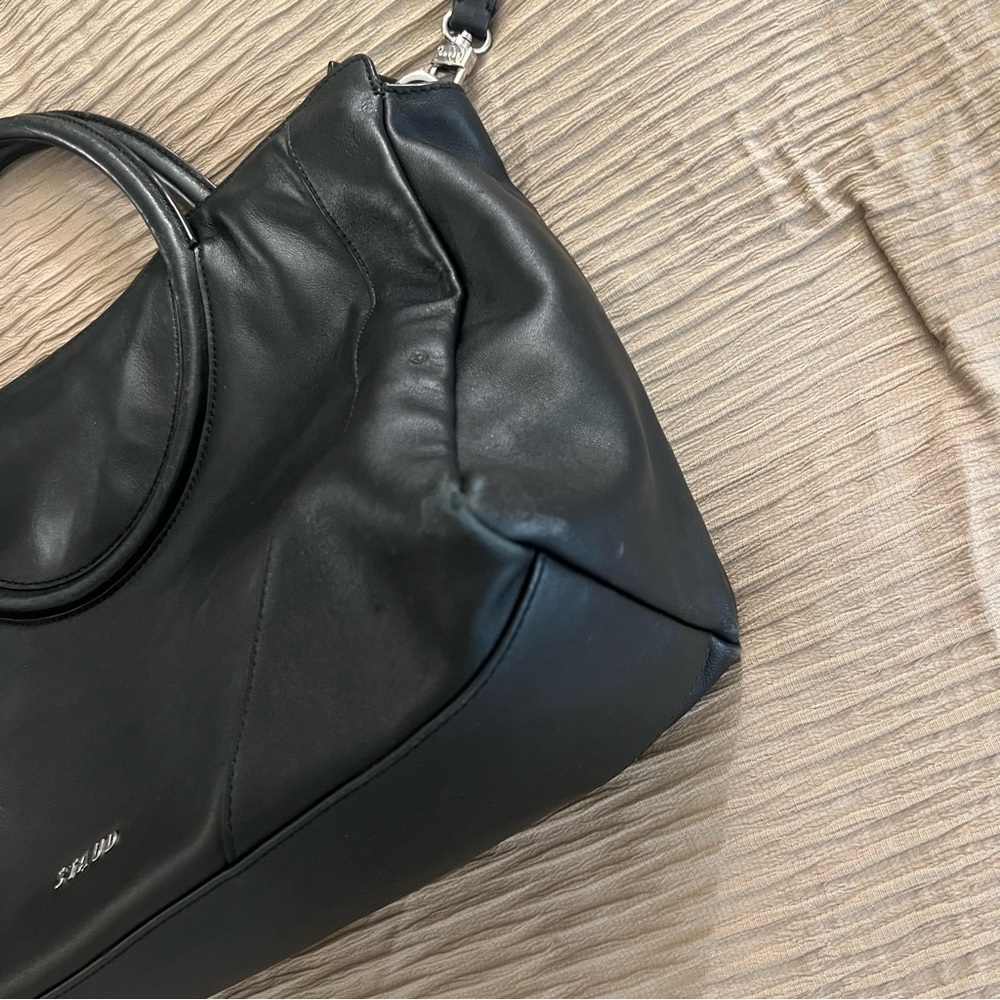 Black Leather Handbag Satchel - Picture 7 of 16